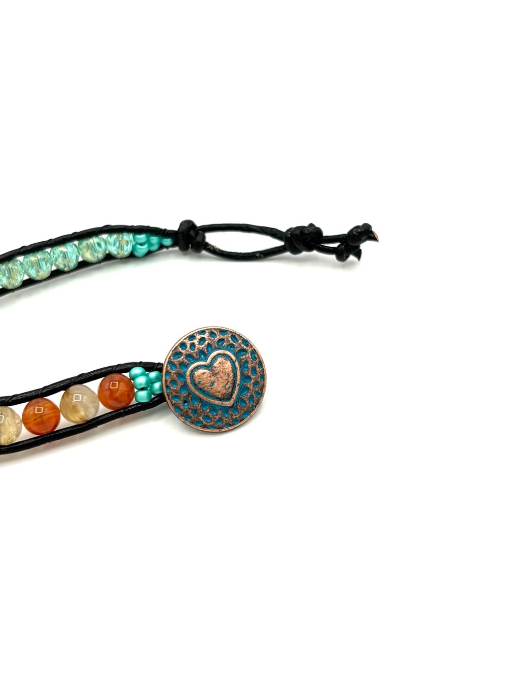 Hand Crafted Multi-Strand Beaded Wrap Bracelet with Imperial Jasper Pendant - Picture 8 of 11